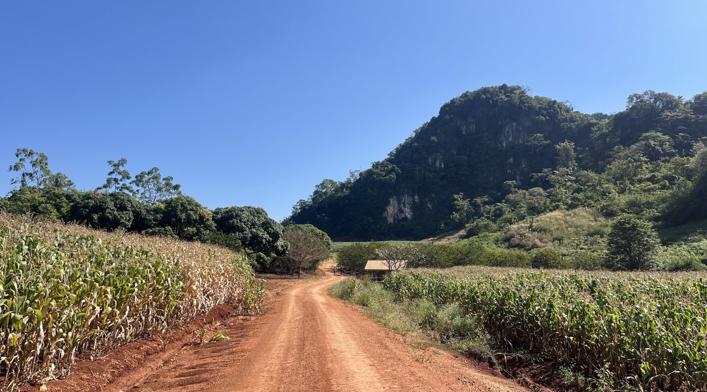 Countryside on the route of a school residential trip
